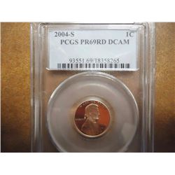 2004-S LINCOLN CENT PCGS PR69RD DCAM