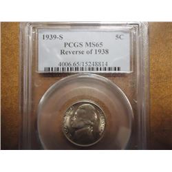 1939-S REV. OF 1938 JEFFERSON NICKEL PCGS MS65