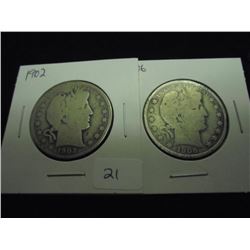1902 & 1906 BARBER HALF DOLLARS