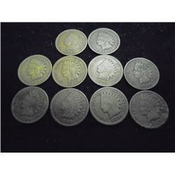 10 ASSORTED 1890'S INDIAN HEAD CENTS