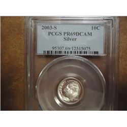 2003-S SILVER ROOSEVELT DIME PCGS PR69 DCAM