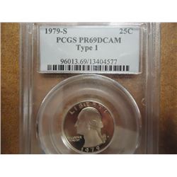 1979-S TYPE I WASHINGTON QUARTER PCGS PR69 DCAM