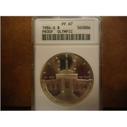 1984-S OLYMPIC SILVER DOLLAR ANACS PF67