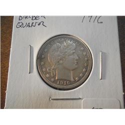 1916 BARBER QUARTER EXTRA FINE 2015 REDBOOK RETAIL IS $65.00
