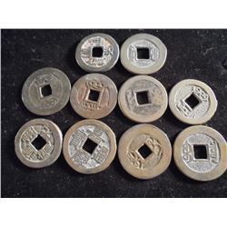 10 ASSORTED CHINESE CASH  COINS