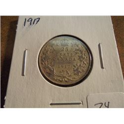 1917 CANADA SILVER 25 CENTS