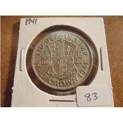 1941 GREAT BRITAIN SILVER HALF CROWN