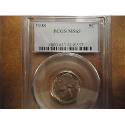 1938 JEFFERSON NICKEL PCGS MS65