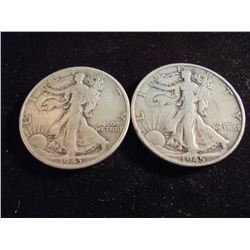 1943 & 1945 WALKING LIBERTY HALF DOLLARS