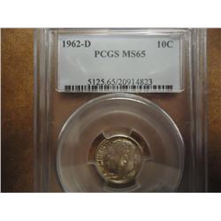 1962-D ROOSEVELT DIME PCGS MS65