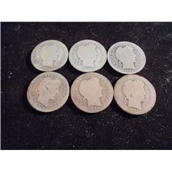 6 ASSORTED BARBER DIMES