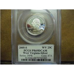 2005-S SILVER WEST VIRGINA QUARTER PCGS PR69 DCAM