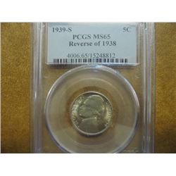 1939-S REV. OF 1938 JEFFERSON NICKEL PCGS MS65