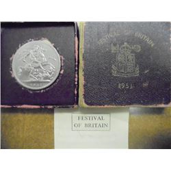 1951 FESTIVAL OF BRITAIN CROWN PIECE UNC ORIGINAL MINT PACKAGING