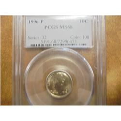 1996-P ROOSEVELT DIME PCGS MS68
