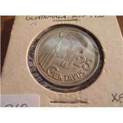 1955 GUATEMALA SILVER 25 CENTAVOS XF