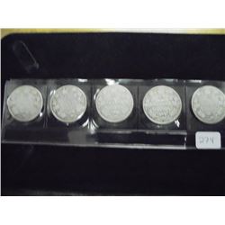 1906,07,08,09 & 10 CANADA SILVER 25 CENTS