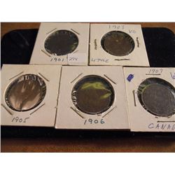 1901,03,05,06 & 07 CANADA LARGE CENTS