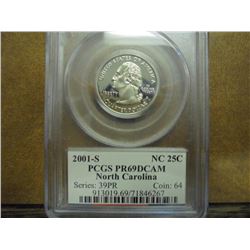 2001-S NORTH CAROLINA QUARTER PCGS PR69 DCAM