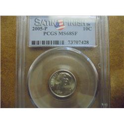 2005-P ROOSEVELT DIME PCGS MS68 SF SATIN FINISH