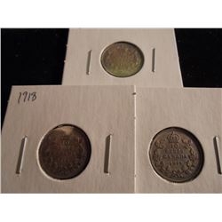 1916,18 & 19 CANADA SILVER 10 CENTS