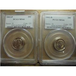 2000- P & D ROOSEVELT DIMES PCGS MS66'S