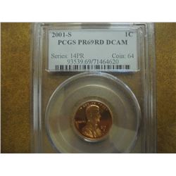 2001-S LINCOLN CENT PCGS PR69RD DCAM