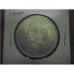 1948 MEXICO SILVER 5 PESOS UNC .8680 OZ. ASW