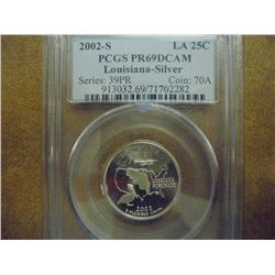 2002-S SILVER LOUISIANA QUARTER PCGS PR69 DCAM