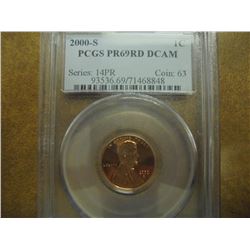 2000-S LINCOLN CENT PCGS PR69RD DCAM