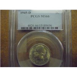 1945-D 35% SILVER JEFFERSON WAR NICKEL PCGS MS66