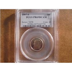 1997-S ROOSEVELT DIME PCGS PR69 DCAM