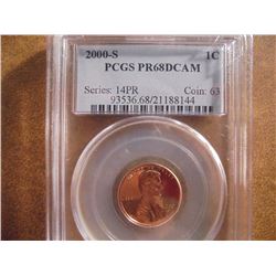 2000-S LINCOLN CENT PCGS PR68 DCAM