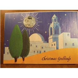 1987 ISLE OF MAN XMAS 50 PENCE COIN PROOF IN XMAS CARD