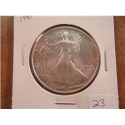 1990 AMERICAN SILVER EAGLE UNC REV. SPOTS