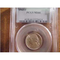 1945-P 35% SILVER JEFFERSON WAR NICKEL PCGS MS66