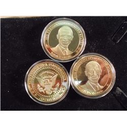 3-2009 BARACK OBAMA INAUGURATION TOKENS (PF) ALL THREE ARE GOLD IN COLOR