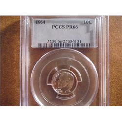 1964 SILVER ROOSEVELT DIME PCGS PR66
