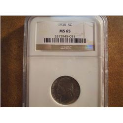 1938 JEFFERSON NICKEL NGC MS65