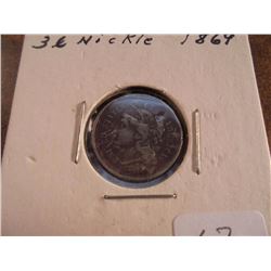 1869 THREE CENT PIECE (NICKEL)