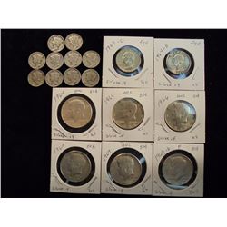 NICE LOT OF SILVER SEE DESCRIPTION 10 ASSORTED MERCURY DIMES, 1963-D & 1964-D WASHINGTON SILVER QUAR