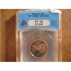 2002-S SILVER OHIO QUARTER ANACS PF69 DCAM