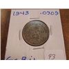 Image 1 : 1943 GREAT BRITAIN SILVER SHILLING .0909 OZ. ASW
