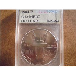 1984-P OLYMPIC SILVER DOLLAR ACG MS69