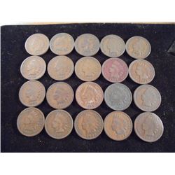 20 ASSORTED INDIAN HEAD CENTS 1900'S