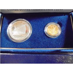 1987 US CONSTITUTION GOLD & SILVER SET PROOF 1987-W $5 GOLD AND 1987-S SILVER DOLLAR. ORIGINAL US MI