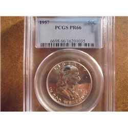 1957 FRANKLIN HALF DOLLAR PCGS PR66