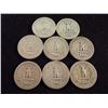 Image 2 : 8 ASSORTED 1940'S WASHINGTON SILVER QUARTERS