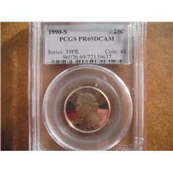 1990-S WASHINGTON QUARTER PCGS PR69 DCAM