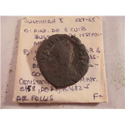 527-565 A.D. JUSTINIAN I ANCIENT COIN